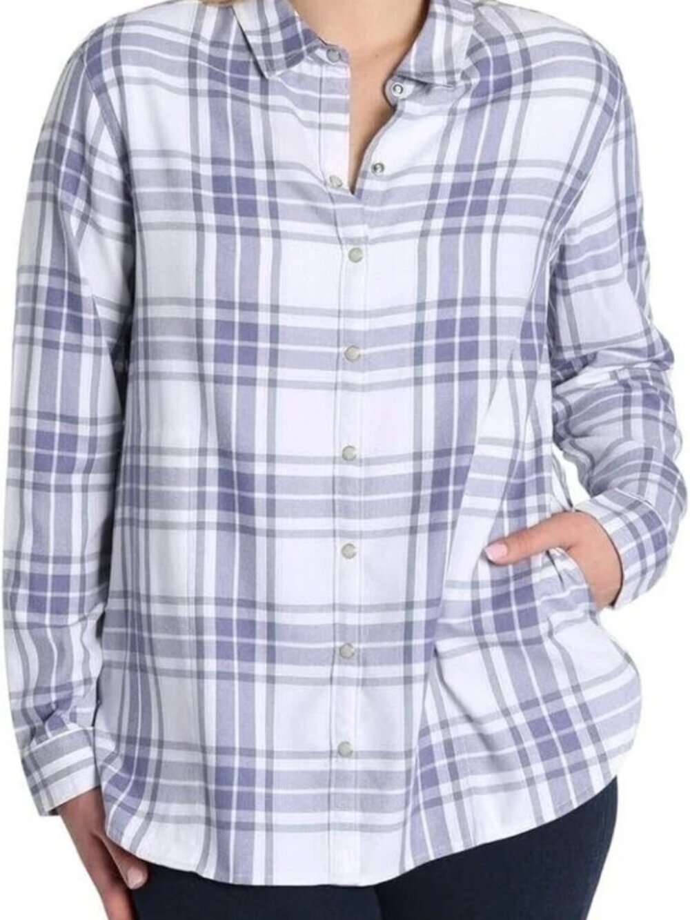 Jachs Girlfriend Women's Size Small Purple Long Sleeve Snap Flannel Shirt NWT